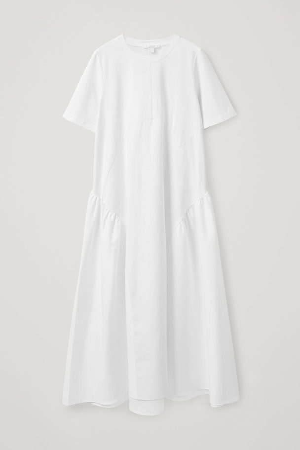 COS Pleated Long T-shirt Dress White