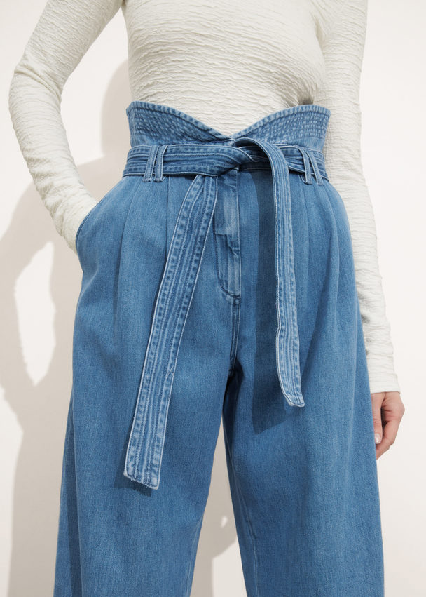 & Other Stories Weite Paperbag-Jeans Blau