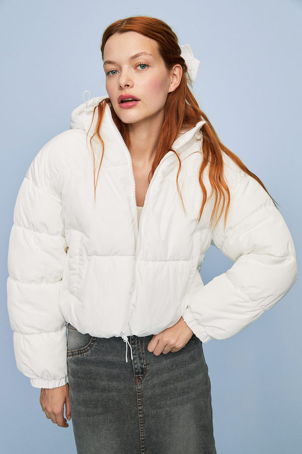 H&M Puffer-Jacke mit Kapuze Weiß