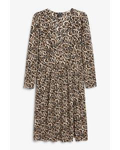 Leopard Midi V-neck Dress Leopard Print