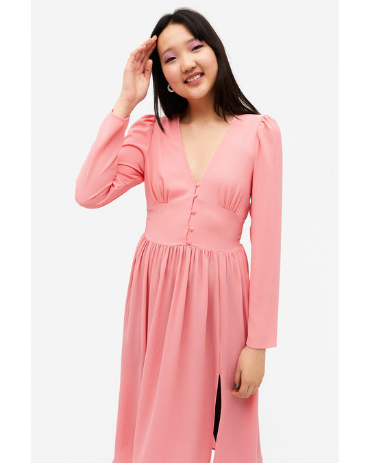 Monki Midi V-neck Dress Pink