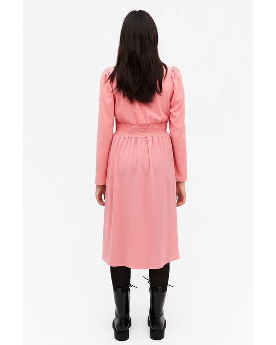 Monki Midi V-neck Dress Pink