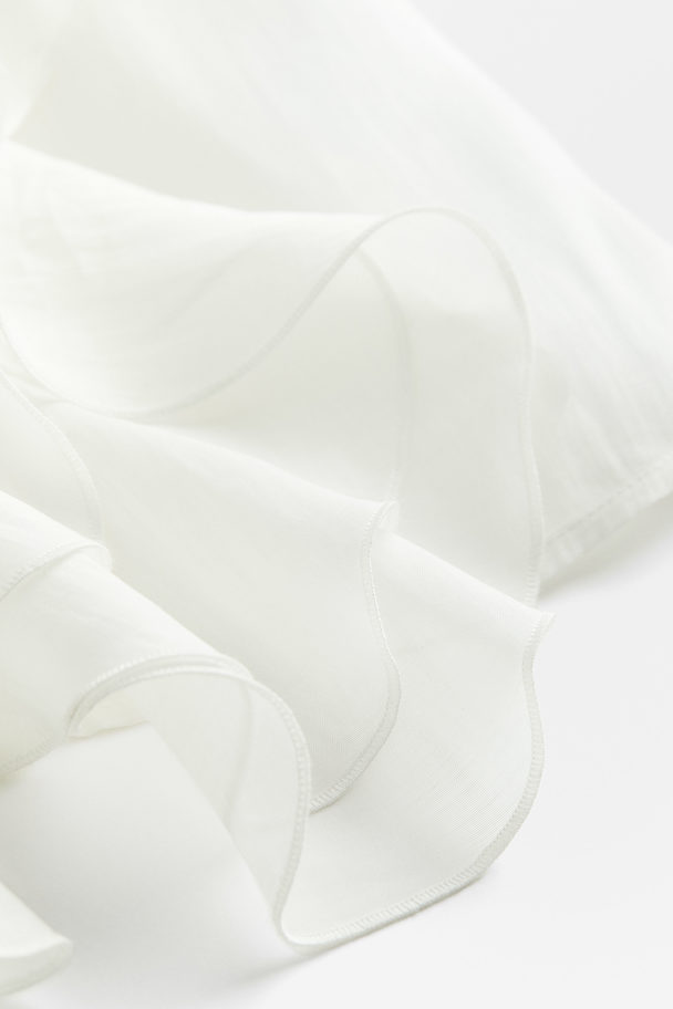 H&M Lyocell-blend Flounced Blouse White