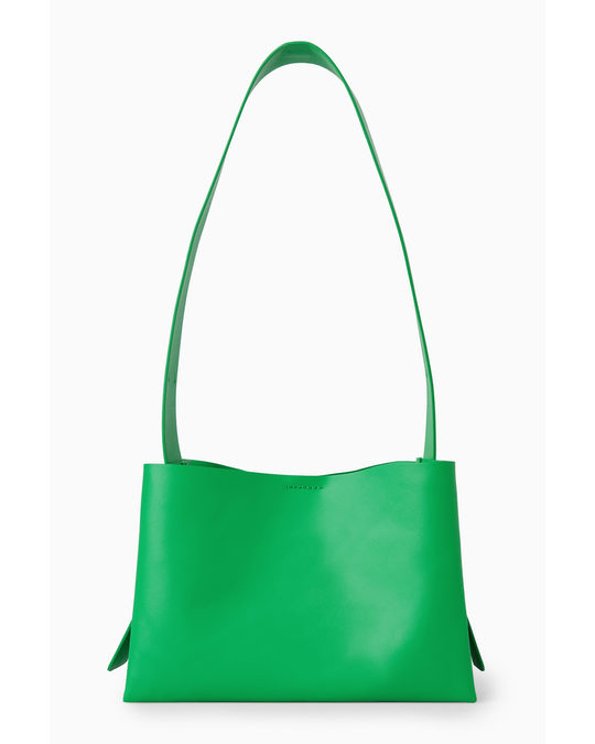 COS Folded Leather Medium Shoulder Bag Green
