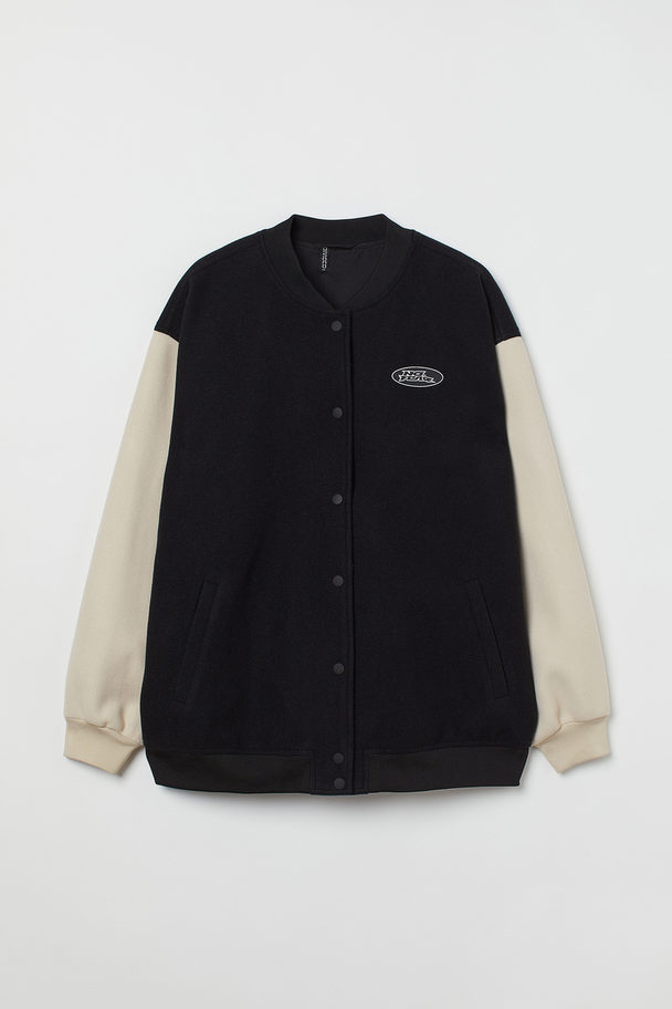 H&M H&m+ Oversized Varsity Jacket Black/block-coloured