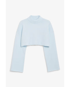 Cropped Knit Sweater Light Blue