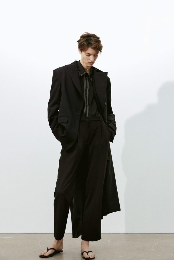 H&M Wide Crease-leg Trousers Black