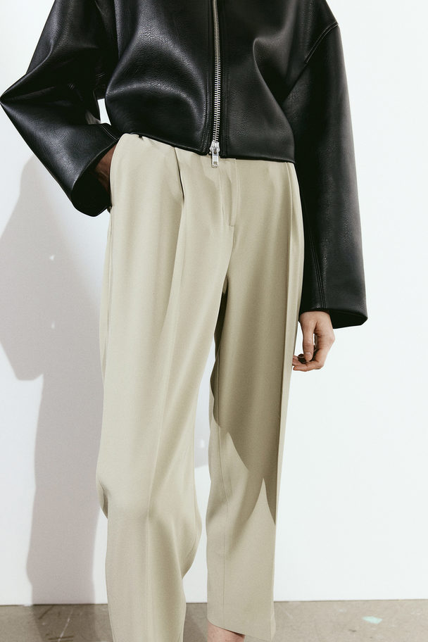 H&M Wide Crease-leg Trousers Beige
