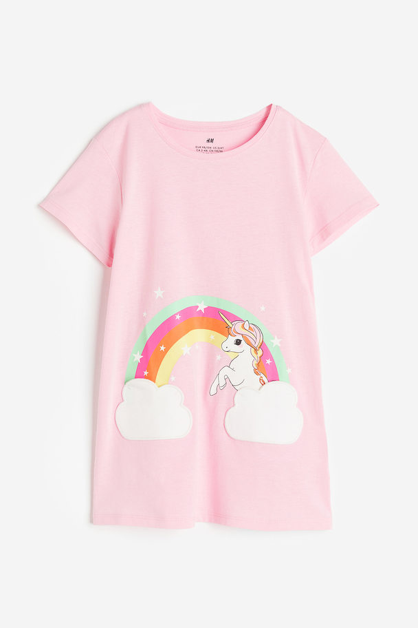 H&M Pocket-detail Jersey Dress Light Pink/unicorn