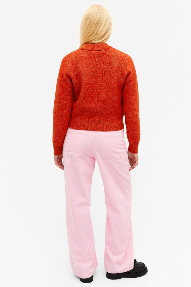 Monki Jacquard Knit Sweater Red Rose