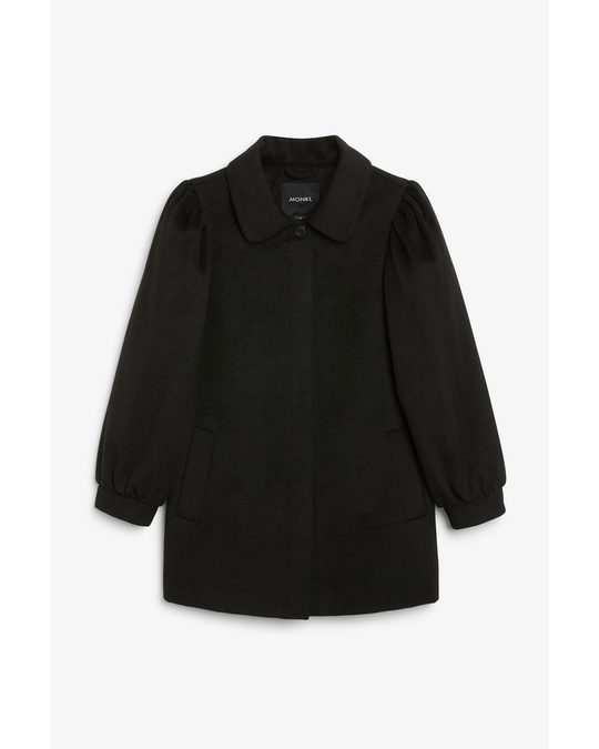 Monki Puff Sleeve Coat Black