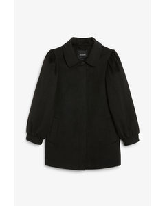 Puff Sleeve Coat Black