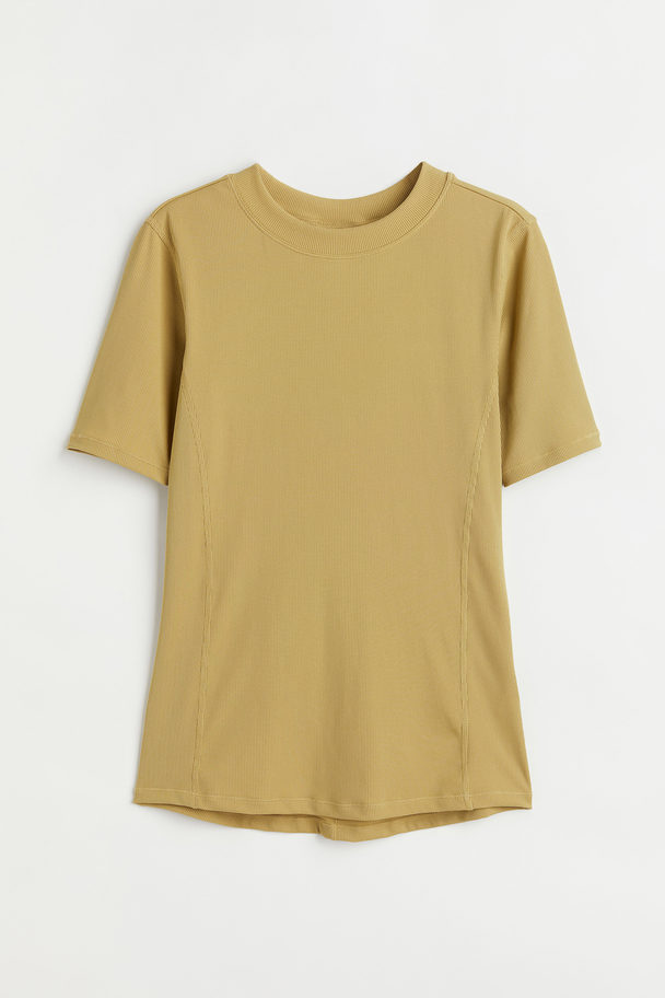 H&M Ribbed Sports Top Olive Green