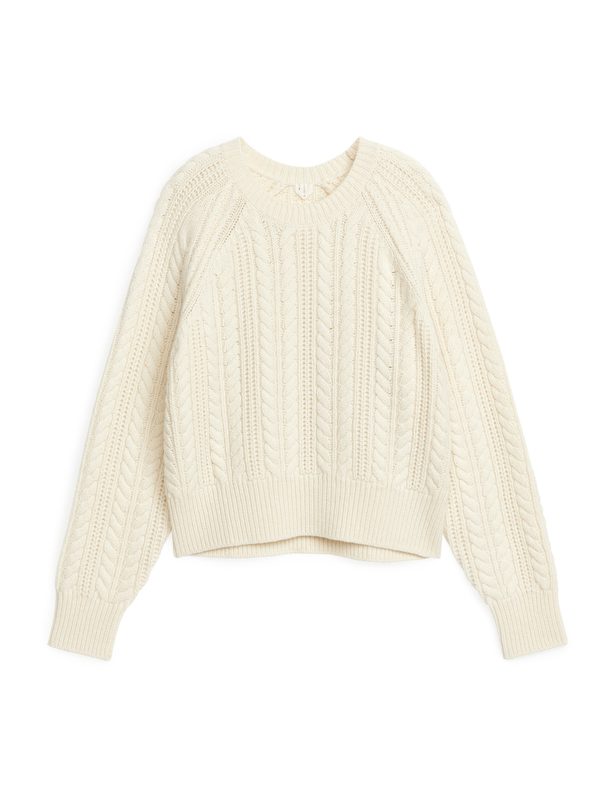 ARKET Cable-knit Wool Jumper Off White