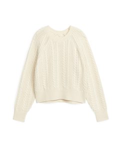 Cable-knit Wool Jumper Off White