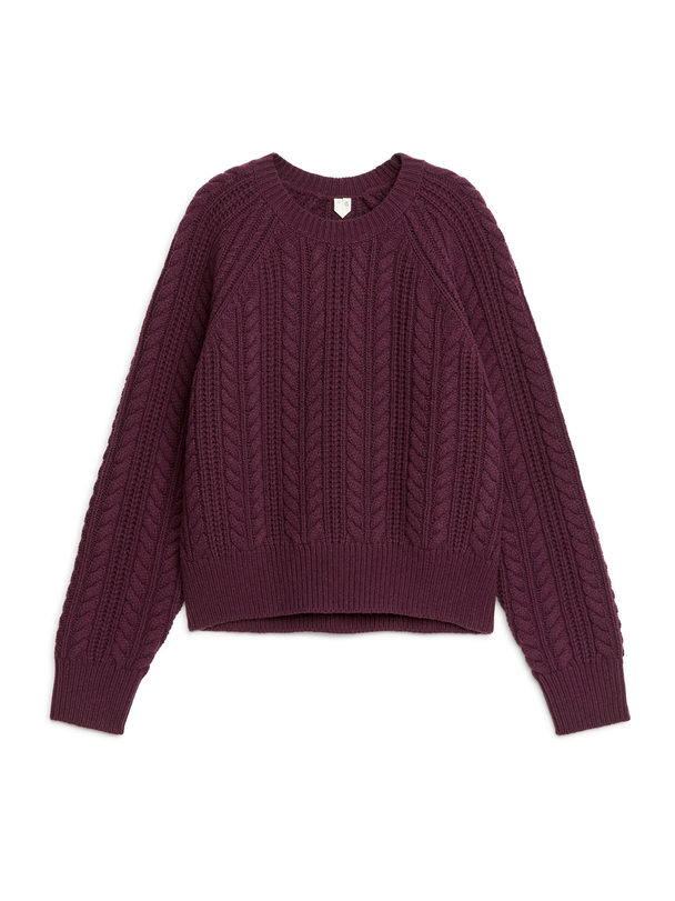 ARKET Cable-knit Wool Jumper Dark Red