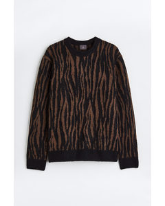 Regular Fit Jacquard-knit Jumper Brown/zebra Print