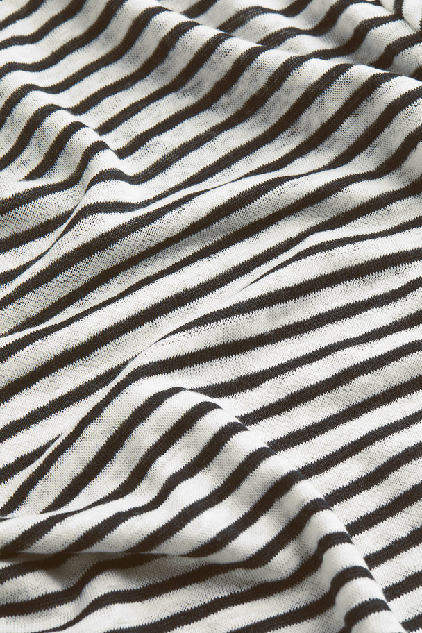 H&M Linen Jersey Top White/black Striped
