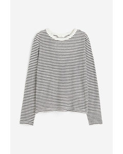 Linen Jersey Top White/black Striped