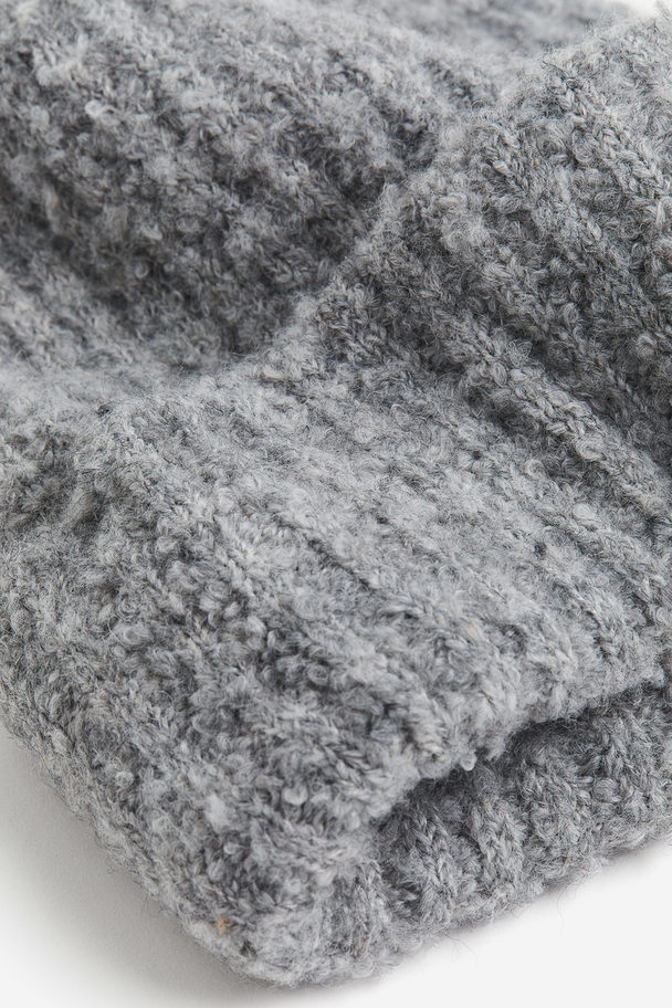 H&M Rib-knit Bouclé Beanie Grey Marl