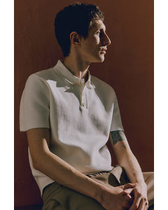 Regular Fit Fine-knit Polo Shirt White