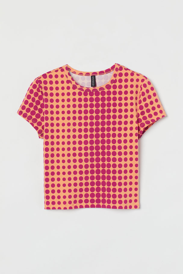 H&M Gepunktetes Shirt aus Baumwolljersey Apricot/Gepunktet