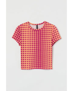 Gepunktetes Shirt aus Baumwolljersey Apricot/Gepunktet