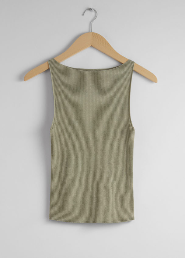 & Other Stories Ribbed Tank Top Khaki