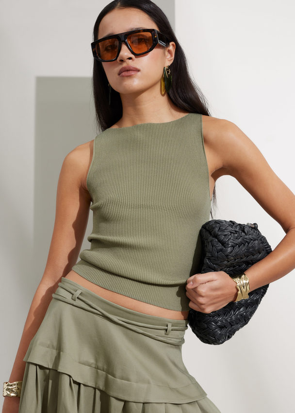 & Other Stories Ribbed Tank Top Khaki