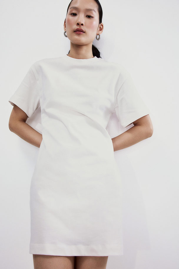 H&M Waisted T-shirt Dress White