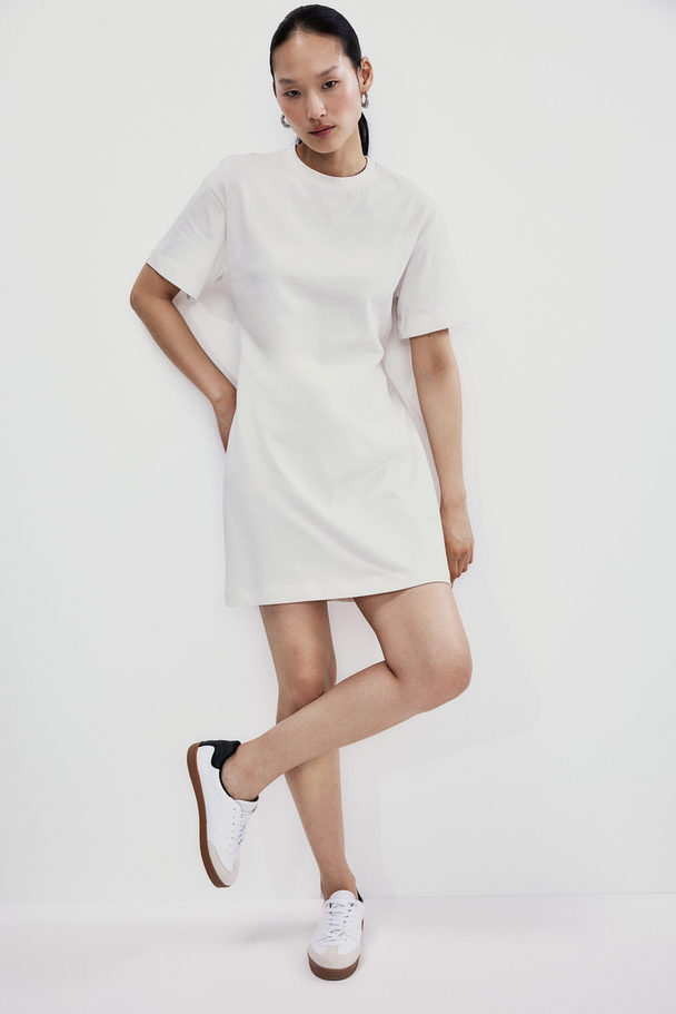 H&M Waisted T-shirt Dress White