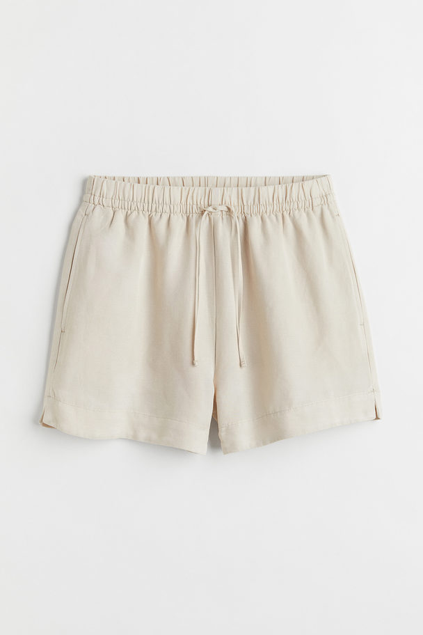 H&M Linen-blend Shorts Light Beige