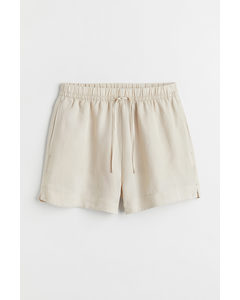 Linen-blend Shorts Light Beige