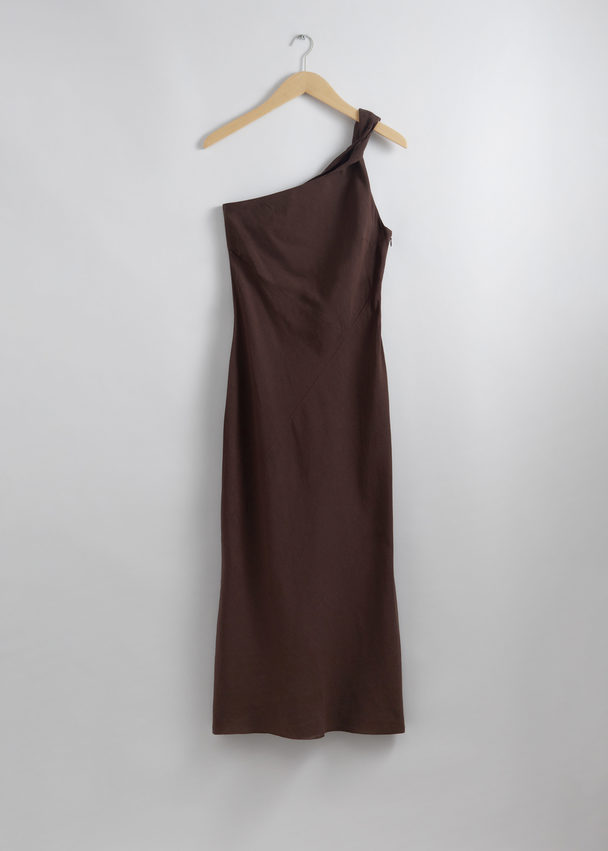 & Other Stories One-shoulder Midi Dress Brown