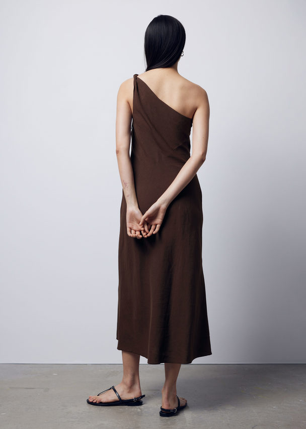 & Other Stories One-Shoulder-Midikleid Braun