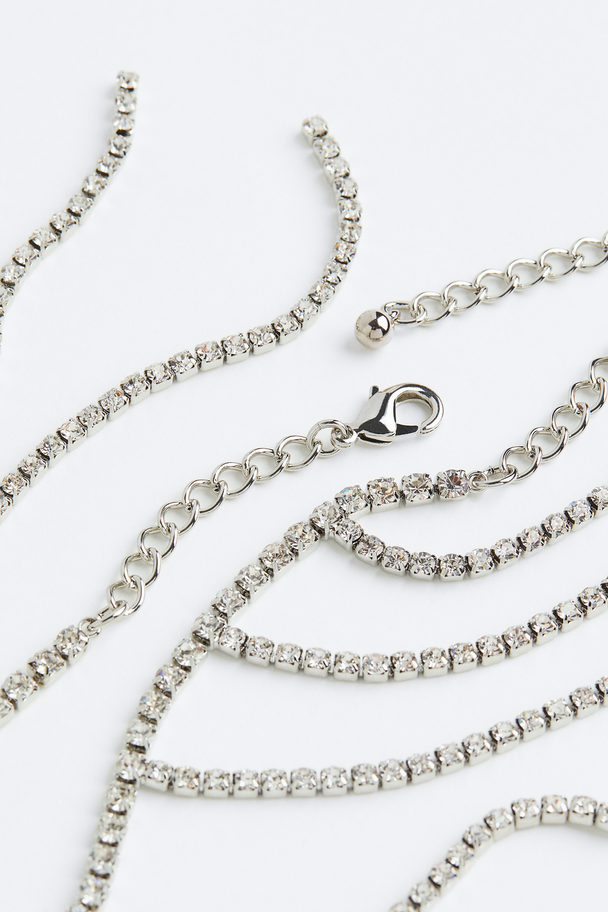 H&M Rhinestone Waist Chain Silver-coloured