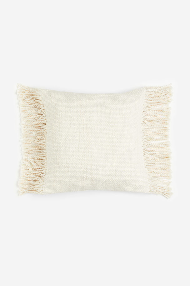H&M HOME Fringed Cushion Cover Light Beige