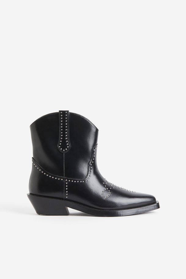 H&M Studded Cowboy Boots Black