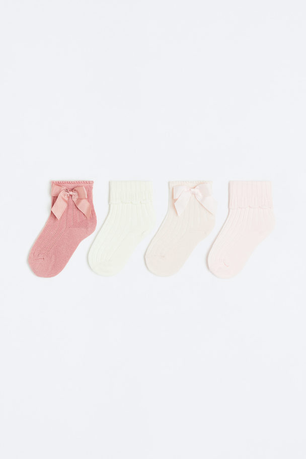 H&M 4-pack Socks Dark Pink/light Pink
