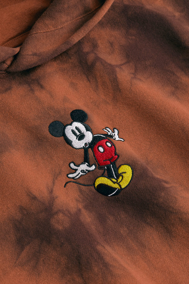 H&M Relaxed Fit Hoodie Brown/mickey Mouse
