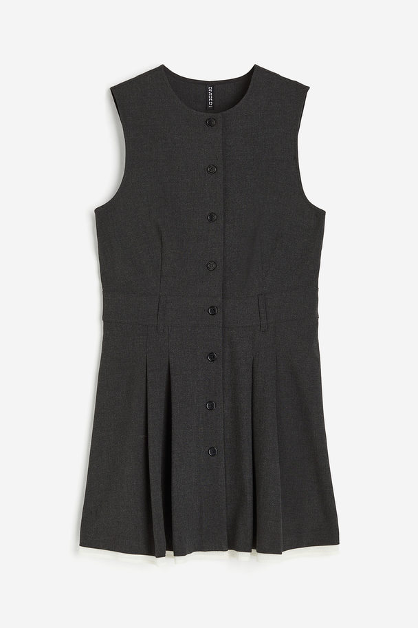 H&M Pleat-detail Dress Dark Grey