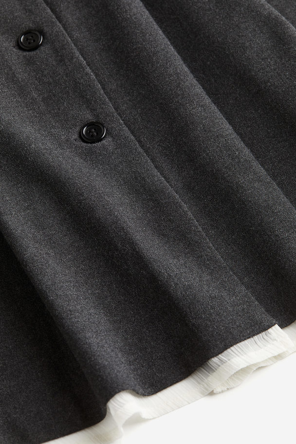 H&M Pleat-detail Dress Dark Grey
