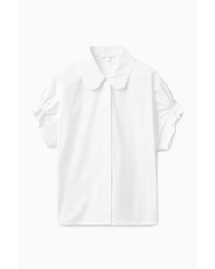 Smocked Short-sleeve Shirt White