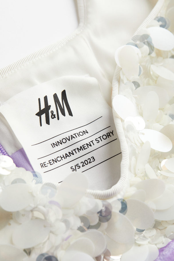 H&M Minikleid aus Jacquardstoff mit Verzierungen Helllila/Marmoriert