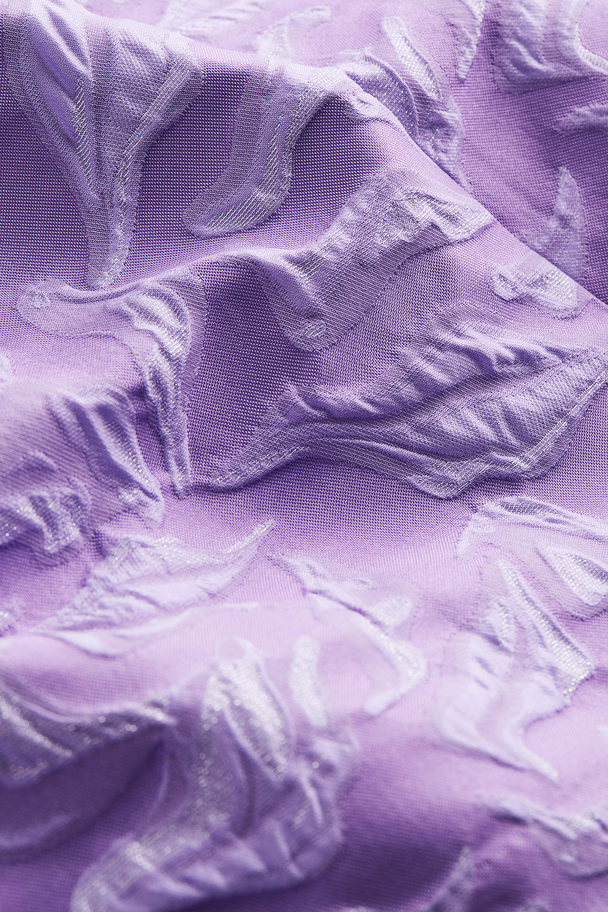 H&M Embellished Jacquard-weave Mini Dress Light Purple/marble-patterned