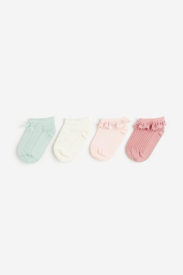 H&M 4-pack Shaftless Socks Light Pink/old Rose