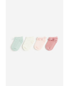 4-pack Shaftless Socks Light Pink/old Rose
