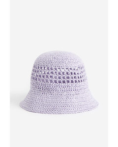 Crochet-look Straw Hat Lilac