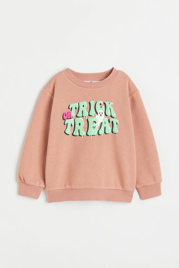 H&M Printed Sweatshirt Pink/trick Or Treat
