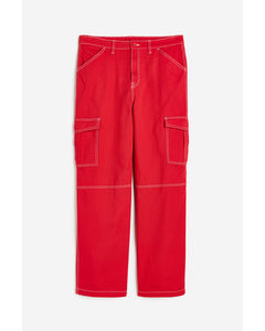 H&m+ Twill Cargo Trousers Red